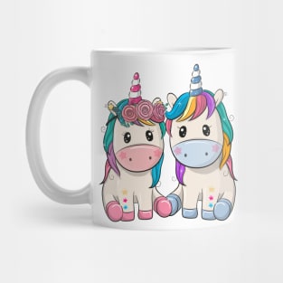 Two cute unicorns - boy and girl. Mug